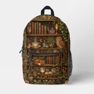 Mochila Impresa Amante de libros retro animales del bosque