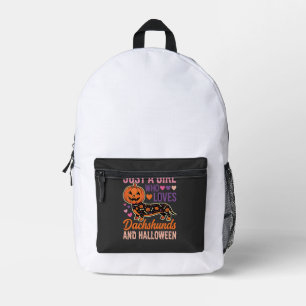 Mochila Impresa Amante de perros salchicha divertido de Halloween