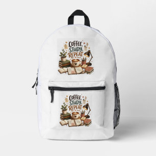 Mochila Impresa Amante del libro de estudio de café repetido acadé