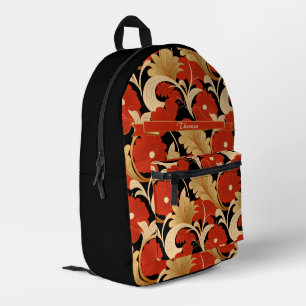 Mochila Impresa Amarillas Adormideras Rojas Art Deco Personalizada
