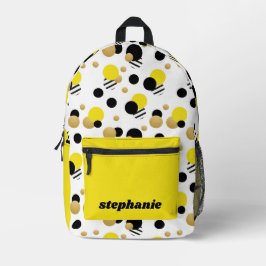 Mochila Impresa Amarillo del punto de polka retro personalizado