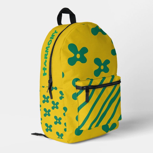 Mochila Impresa Amarillo/Verde Personalizado  (Esquina izquierda trasera)