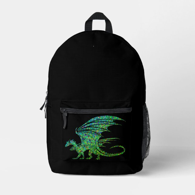 Mochila Impresa Amazing Green Mosaic Dragon  (Anverso)