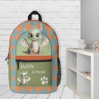 Mochila Impresa Amigos De Dragón Cuidados Regresan A La Escuela