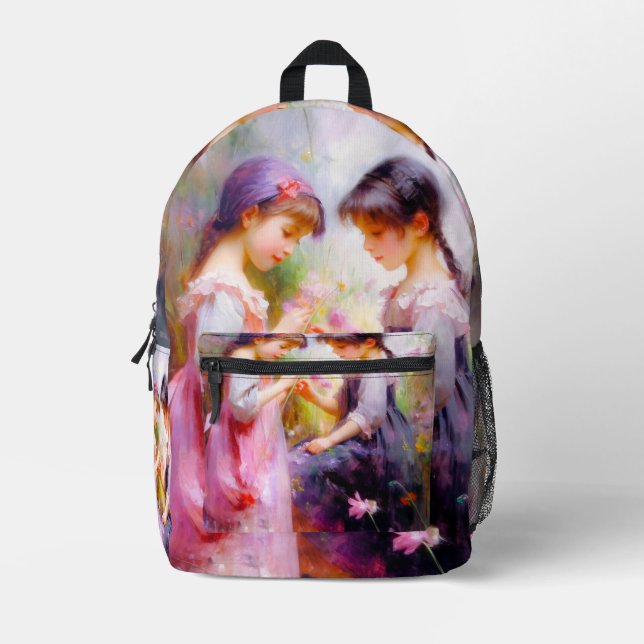 Mochila Impresa Amigos y flores (Anverso)