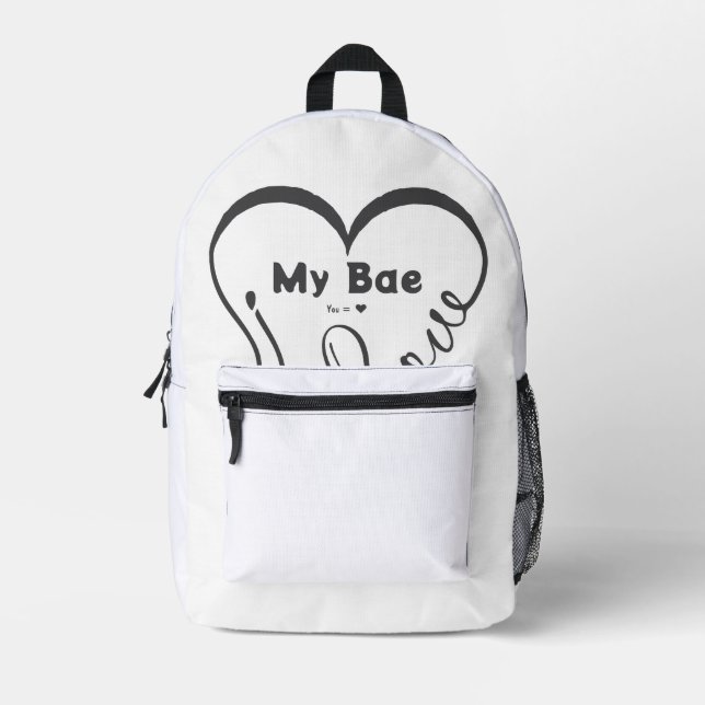 Mochila Impresa Amo a mi Bae • Tú = ♥ (Anverso)