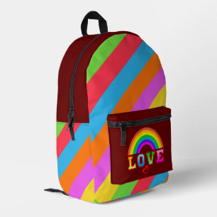 Mochila Impresa Amor Arcoiris Colorido Corazón Rojo