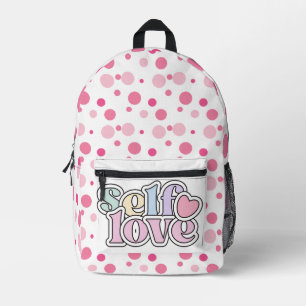 Mochila Impresa Amor propio lunares rosados lindos