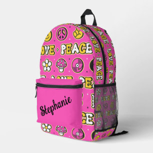 Mochila Impresa Amor y paz Estilo hippy personalizado