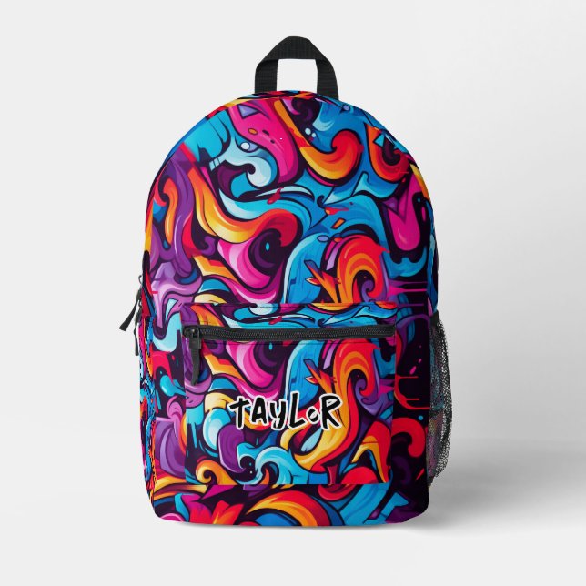 Mochila Impresa Añadir nombre Graffiti Design Boy o Escuela Chica (Anverso)
