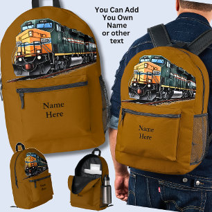 Mochila Impresa Añadir nombre, locomotora diesel en marrón