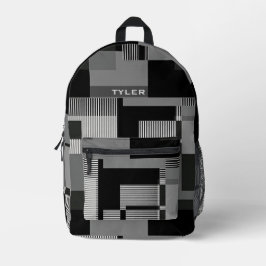 Mochila Impresa Añadir nombre negro y gris Resumen hombres mínimos