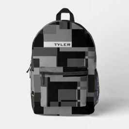 Mochila Impresa Añadir nombre negro y gris Resumen hombres mínimos