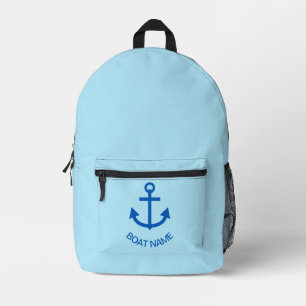 Mochila Impresa Ancla Azul Personalizado Nombre de tu Barco