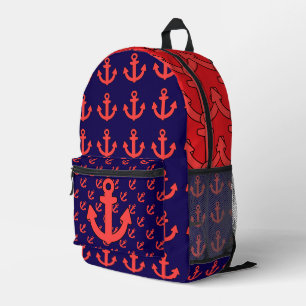 Mochila Impresa Anclaje rojo repetir azul rojo