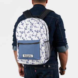 Mochila Impresa Anclas azules y blancas