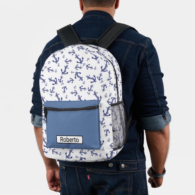 Mochila Impresa Anclas azules y blancas  (Insitu (Modelo))