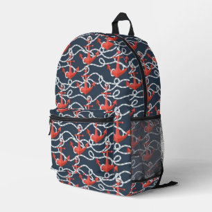 Mochila Impresa Anclas Náuticas Y Patrón De Ropa