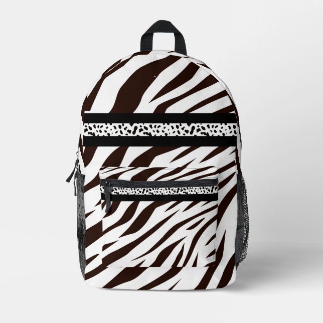 Mochila Impresa Animal print zebra black and white  (Anverso)