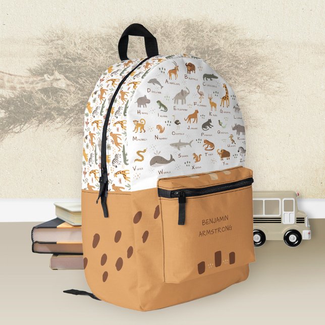 Mochila Impresa Animal salvaje ABC de los niños (Learn ABC Letters Kids Jungle Safari Animals Backpack ©Susanne Sachers - Sunny Mind Design 🌞)