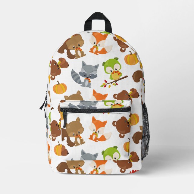 Mochila Impresa Animales de bosque, animales de bosque, animales d (Anverso)