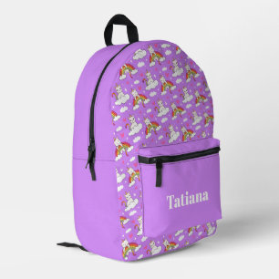 Mochila Impresa Animales de gato unicornio en patrón de arcoíris
