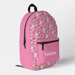 Mochila Impresa Animales de gato unicornio sobre patrón de arcoíri