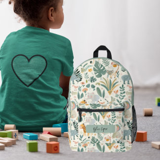 Mochila Impresa Animales De La Jungla Pastan A Niños Personalizado