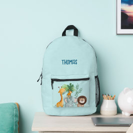Mochila Impresa Animales de Safari Escuela para Niños 