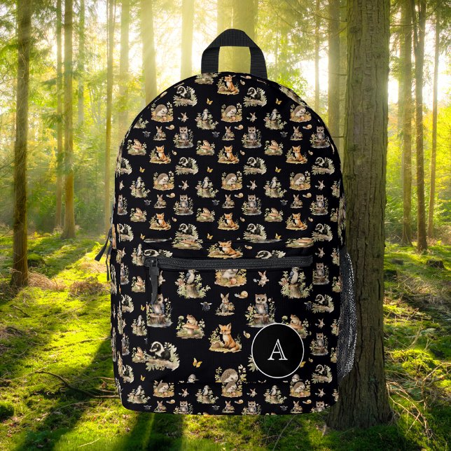 Mochila Impresa Animales de Woodland Monograma Niños Regalo de cum (Subido por el creador)