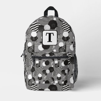 Mochila Impresa Antecedentes líneas abstractas en blanco y negro 1