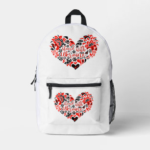 Mochila Impresa Apoyar a Ucrania con letras y corazón
