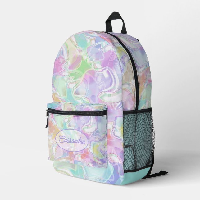 Mochila Impresa Aqua Blue Lime Green Pink Purple Art Pattern (Esquina derecha trasera )