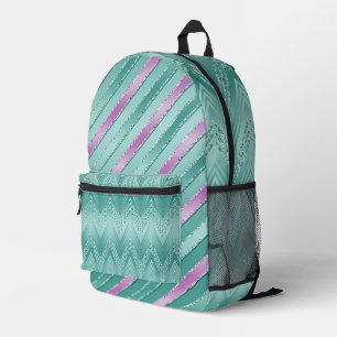 MOCHILA IMPRESA AQUA & PURPLE SHIMMER MIREN A CHEVRON LOOK & STRIP