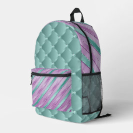 MOCHILA IMPRESA AQUA Y PURPLE SHIMMER PARECEN BLOQUEAR Y HERRAMIEN