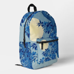 Mochila Impresa Árbol azul bajo la luz de la luna: noche de flor d
