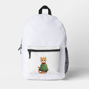 Mochila Impresa Árbol de Navidad Gato Jengibre Lindo Navidades Chi