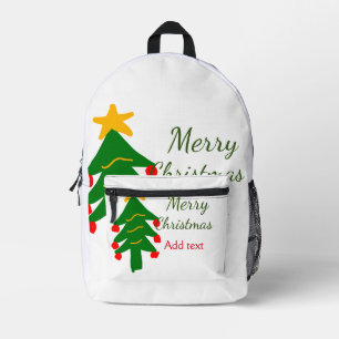 Mochila Impresa Árbol de navidad verde rojo alegre nombre de agreg