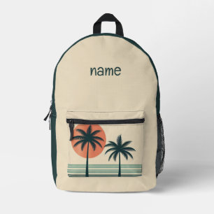 Mochila Impresa Árbol de palmeras tropicales retro/vintage