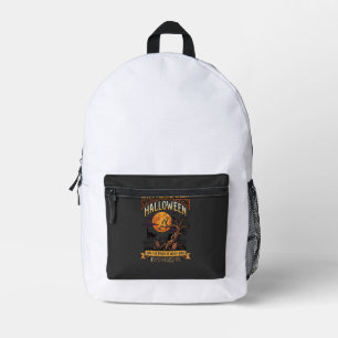 Mochila Impresa Árbol espeluznante de Halloween Luna llena Gato ne
