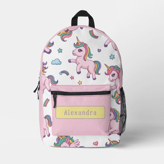 Mochila Impresa Arcoíris de Unicornio Lindo (Anverso)