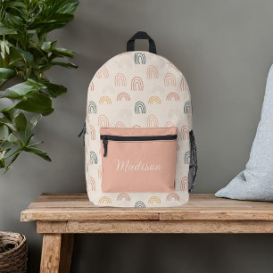 Mochila Impresa Arcoíris Neutrales Bohemios Nombre Personalizado