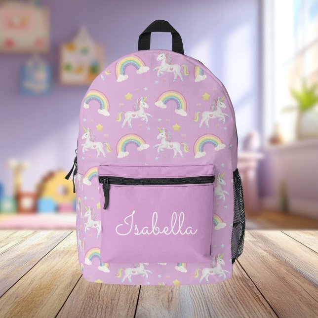 Mochila Impresa Arcoiris unicornio lindo personalizado y suntuoso (Subido por el creador)