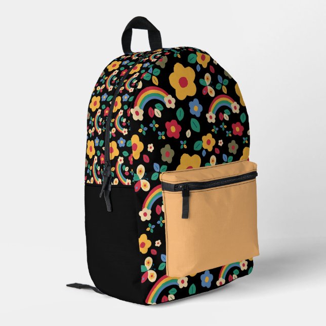 Mochila Impresa Arcoíris y Florales  (Esquina izquierda trasera)