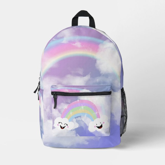 Mochila Impresa Arcoiris y nubes (Anverso)