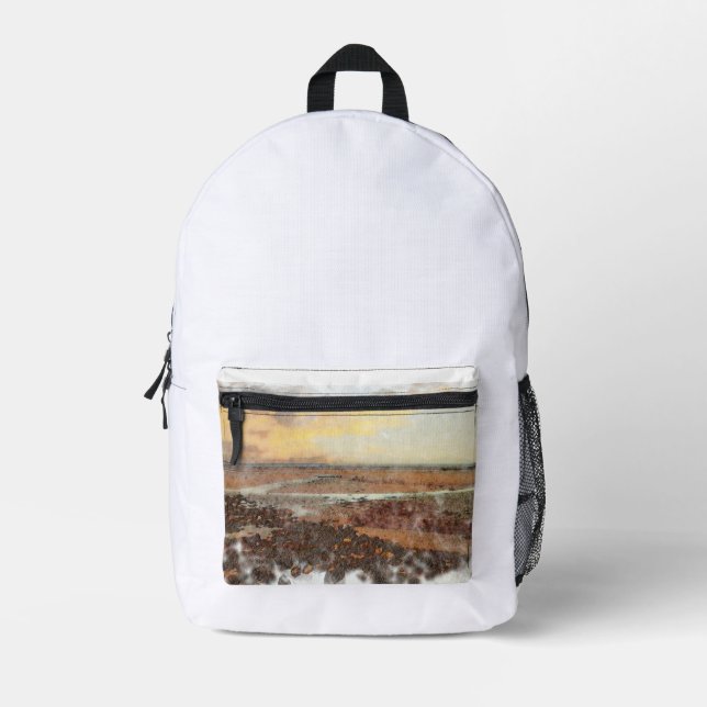 Mochila Impresa Ardrossan Beach Sunset Watercolour (Anverso)