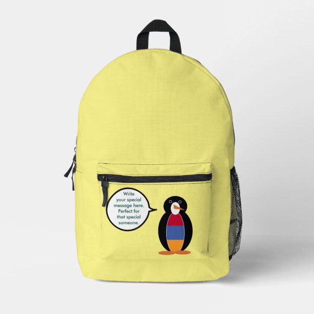 Mochila Impresa Armenia habla de la señora Penguin personalizada (Anverso)
