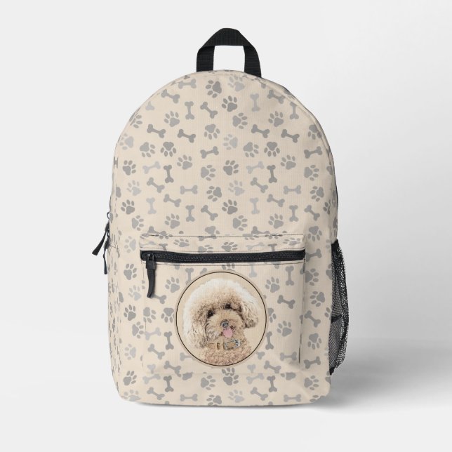 Mochila Impresa Arroz de juguete en miniatura de perro crema marró (Anverso)
