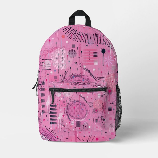 Mochila Impresa Arte abstracto de helado con fresa (Anverso)