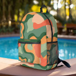 Mochila Impresa Arte abstracto de línea orgánica - Jade y Tangerin<br><div class="desc">Una línea de arte orgánico abstracta con colores verdes y corales. El diseño moderno resalta un lugar para un nombre.</div>